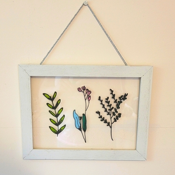 Target Other - Distressed Frame with Plexiglass Print of Flowers